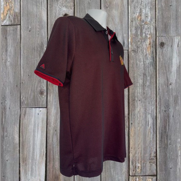 Antigua Chicago Blackhawks Polo Shirt Men’s Size M | Red & Black Dotted Pattern - Picture 2 of 7